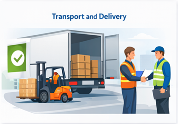 Transportutførelse og levering Lasting, transport og bekreftelse av vellykket levering